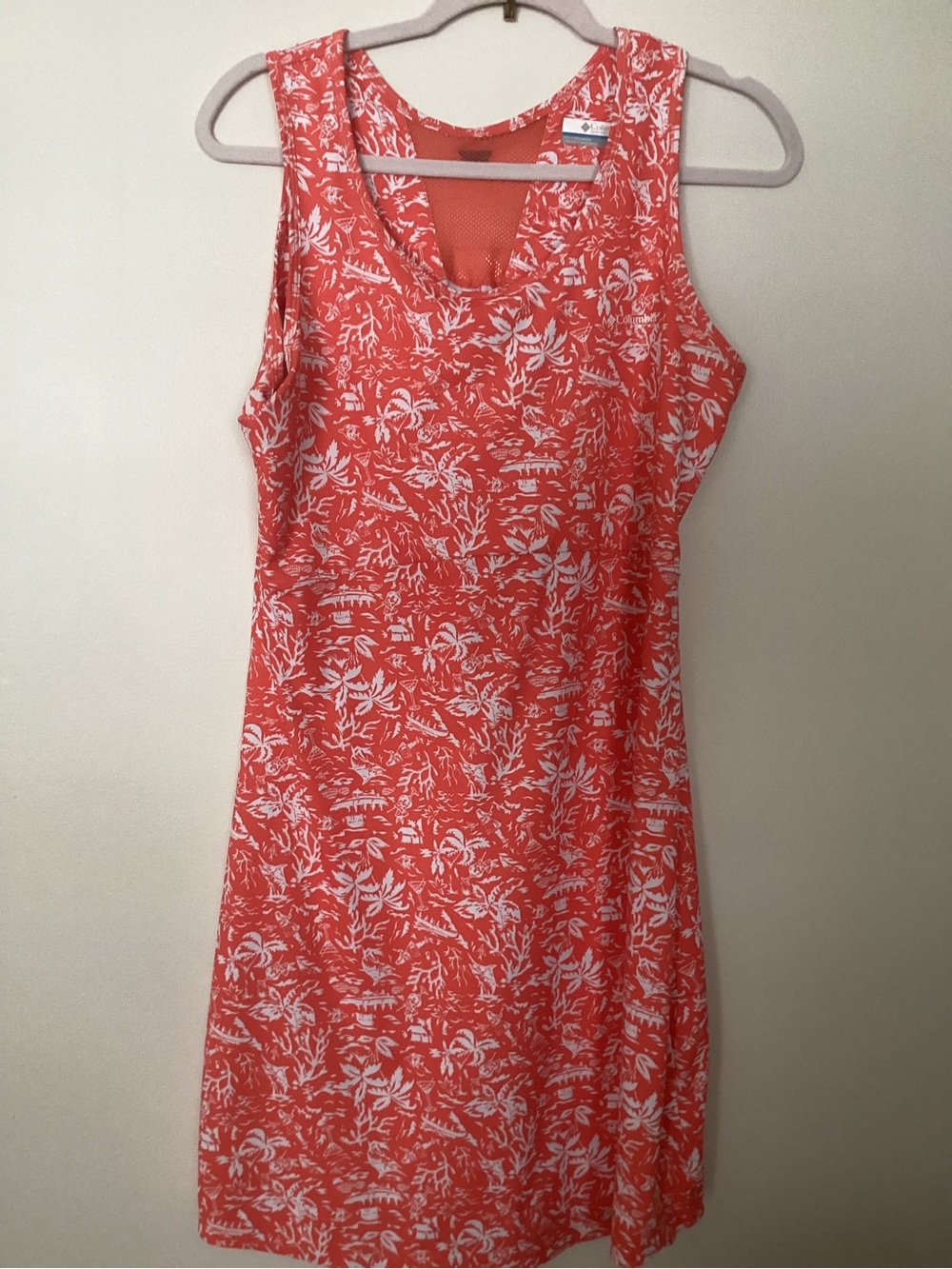Columbia Coral and White Floral PFG Tank Dress